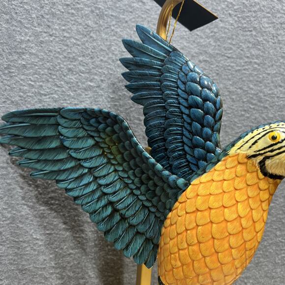 CIT Hand Painted 14” Yellow Parrot Bird On Branch Wall Mount Decor Sculpture - Picture 4 of 13